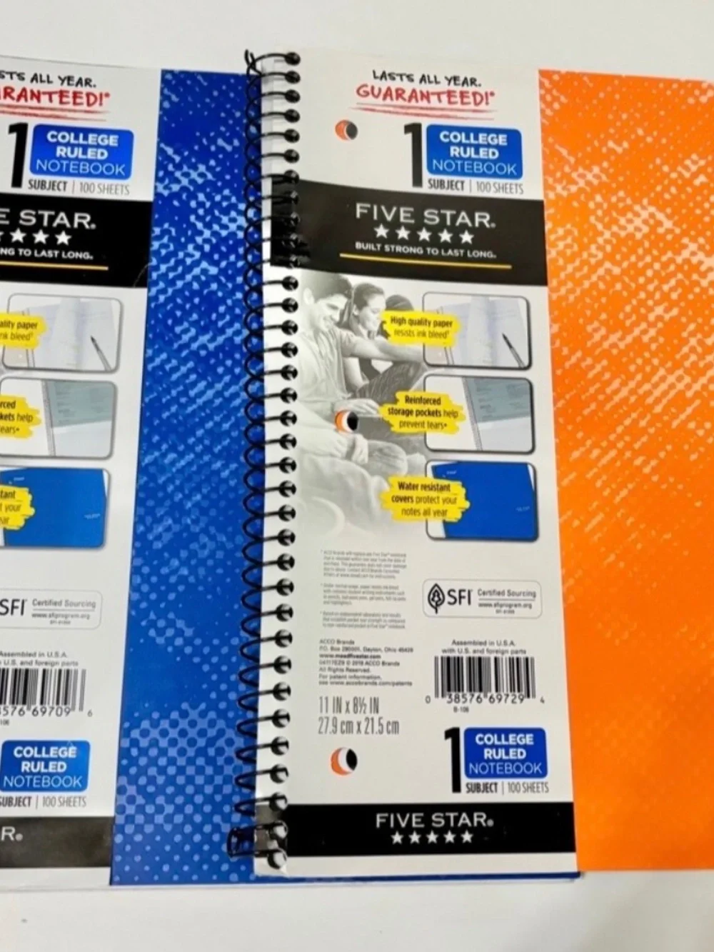 NEW Mead Five Star Spiral Notebooks One Subject College Ruled Lot of 2.